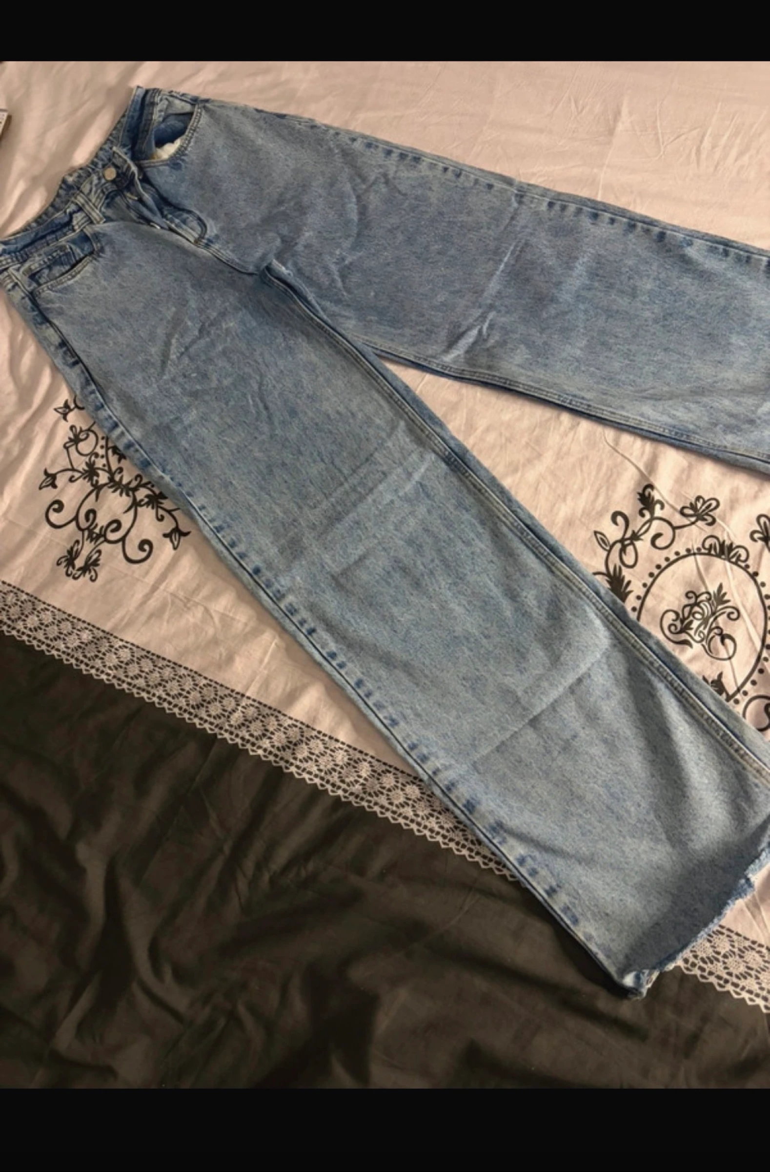 Jean wide leg bleu clair délavé